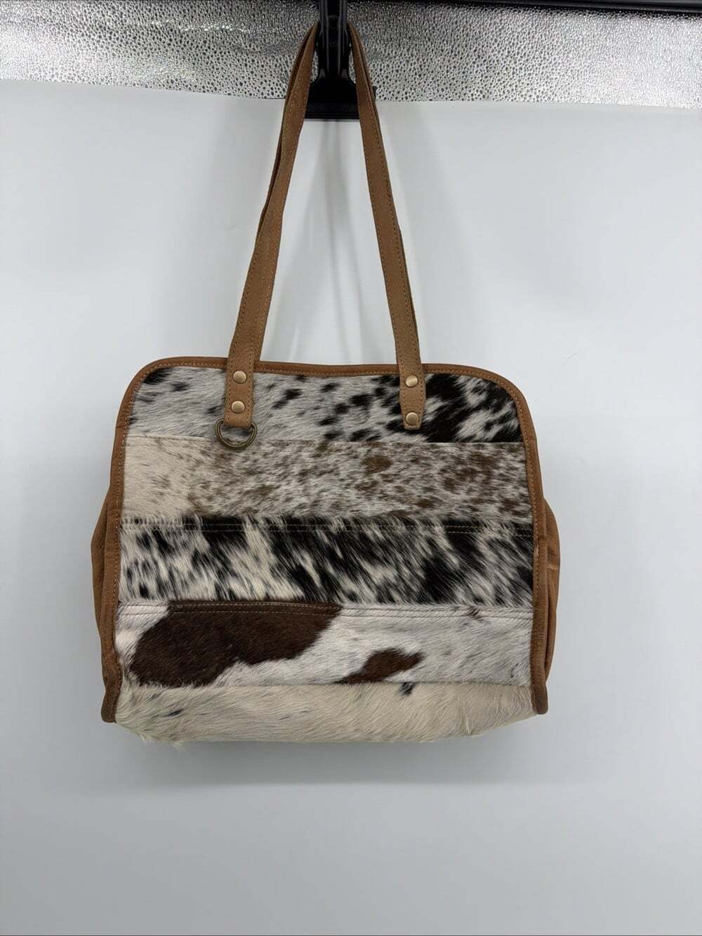 Myra Bag Women’s Large Tote Bag Stripes Cowhide Leather Western S-1164